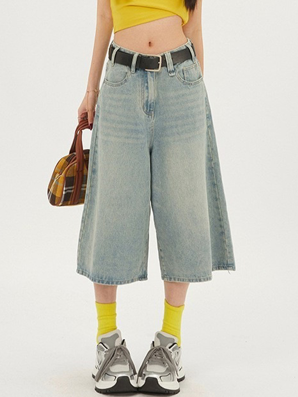 vielseitige Denim-Shorts mit weitem Bein-1