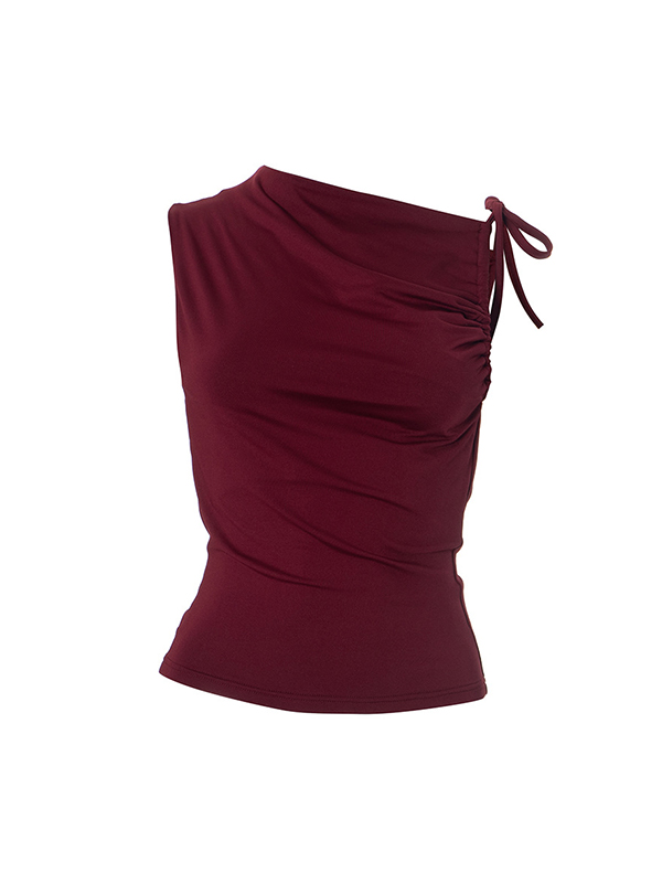 Asymmetrisches Tanktop mit Kordelzug-4