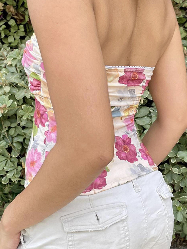 Rustikales Bandeau-Top mit Blumenmuster für Teenager-3