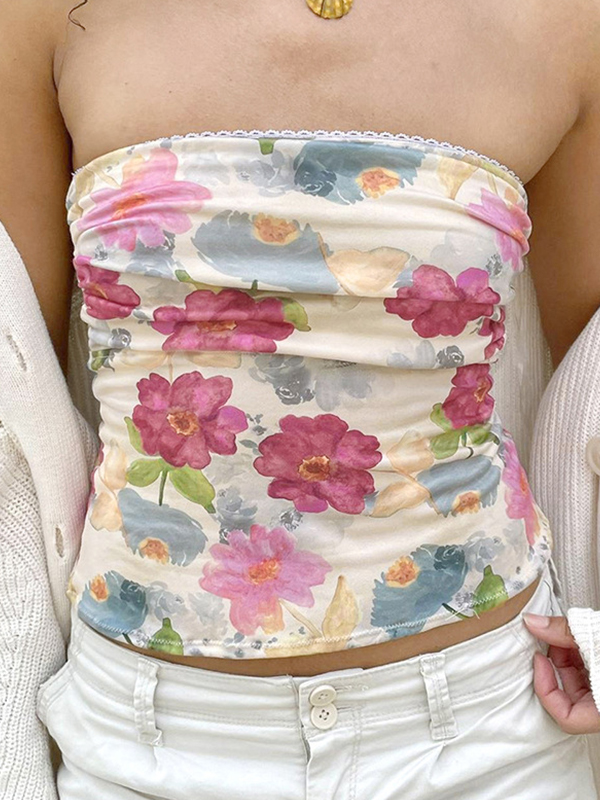 Rustikales Bandeau-Top mit Blumenmuster für Teenager-1