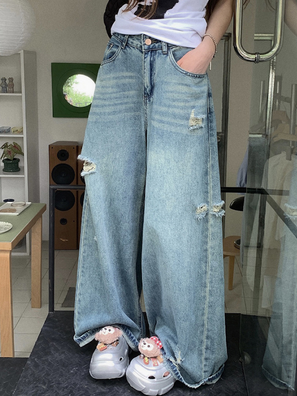 Lockere zerrissene Street-Hip-Hop-Jeans-1