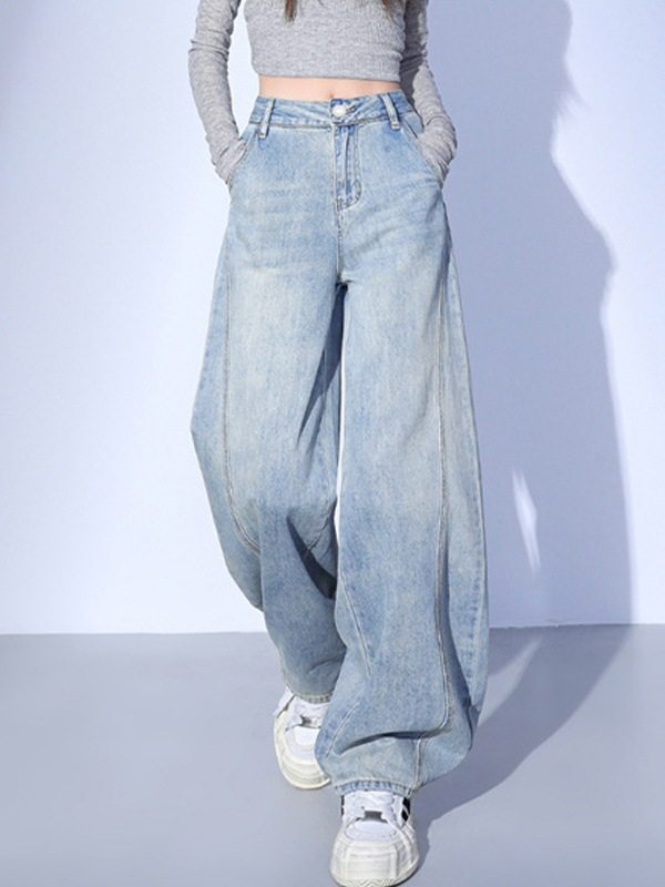 Hellblaue Vintage Casual Boyfriend Jeans-2