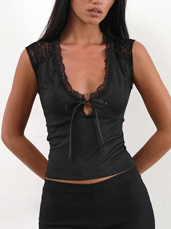 Tanktop mit Patchwork-Ausschnitt und Spitze-2