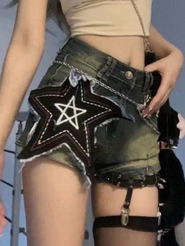 Vintage Punk Y2K Jeansshorts-2
