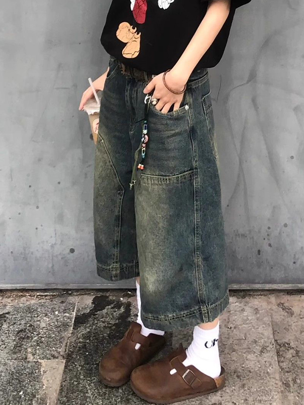 American Vintage – Shorts aus gewaschenem, gealtertem Denim-1