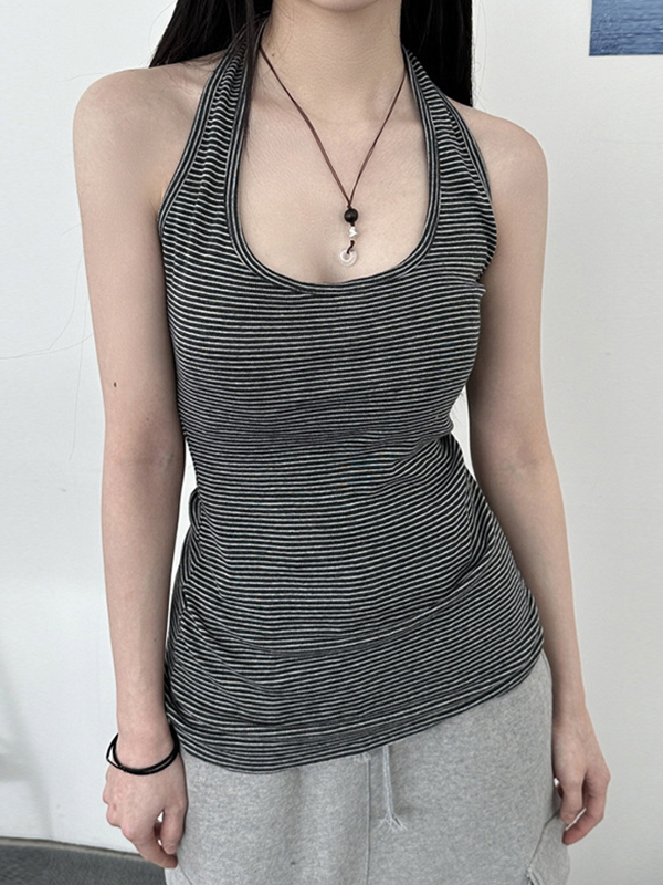 Sexy Neckholder-Weste im amerikanischen minimalistischen Stil mit hängendem Hals-2
