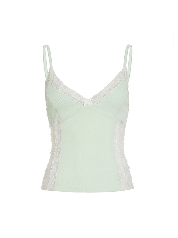 Cami-Top mit Spitzen-Patchwork und Schleife-4