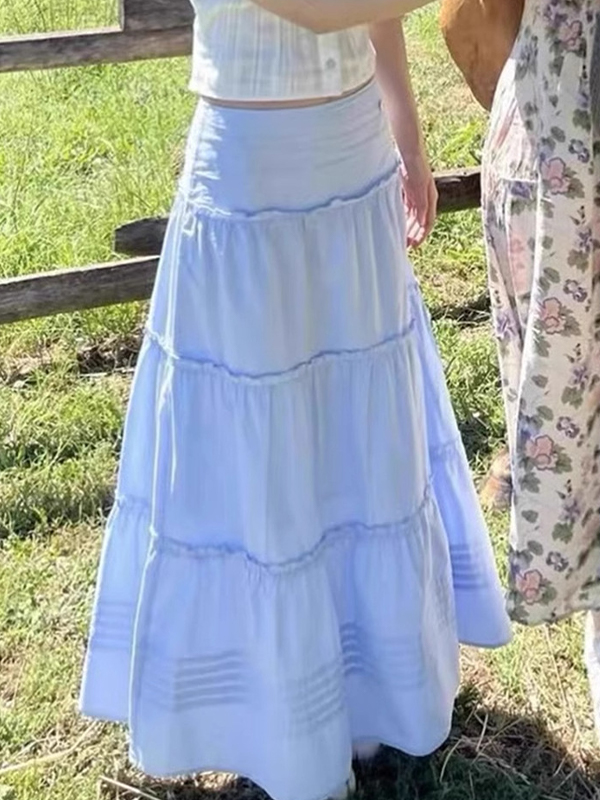 Französischer Maxirock mit süßer Taille-2