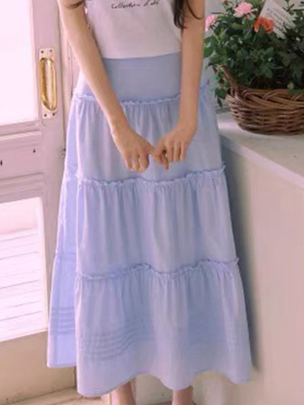Französischer Maxirock mit süßer Taille-1