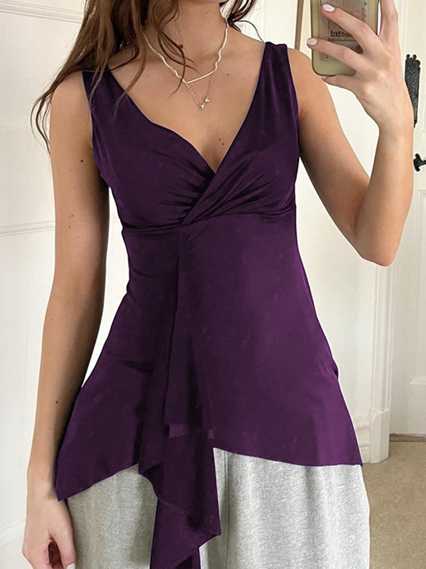 Busty Rüschen-Tanktop mit V-Ausschnitt-2