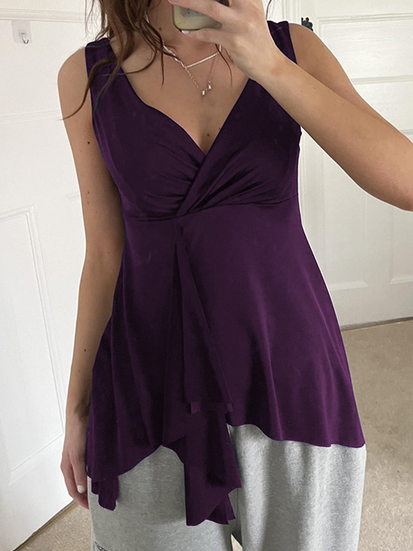 Busty Rüschen-Tanktop mit V-Ausschnitt-1