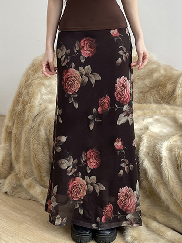 Maxirock mit zartem Blumenmuster-2