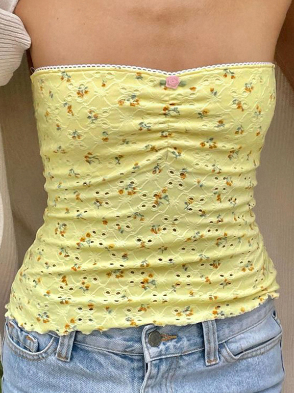 Bandeau-Top mit Cut-Outs, Rüschen und Schößchen-2