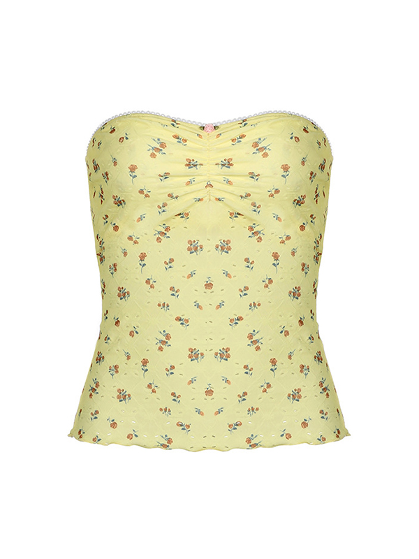 Bandeau-Top mit Cut-Outs, Rüschen und Schößchen-4