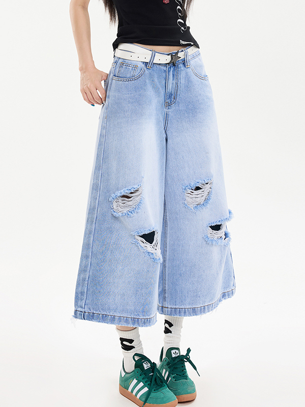 Vintage Hipster zerrissene Jeansshorts-1