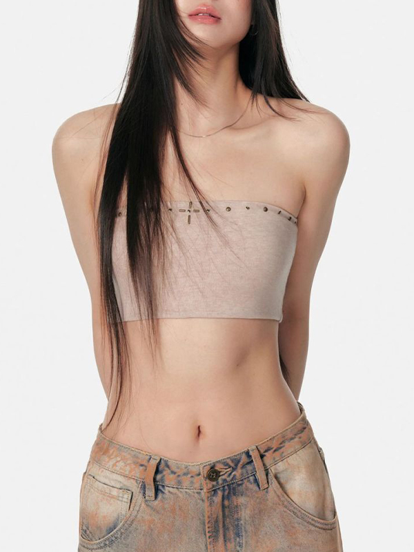Bandeau-Top mit Spitzenkreuz-2