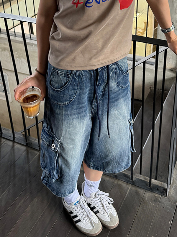 Lockere Jeansshorts im American Washed-Look-2