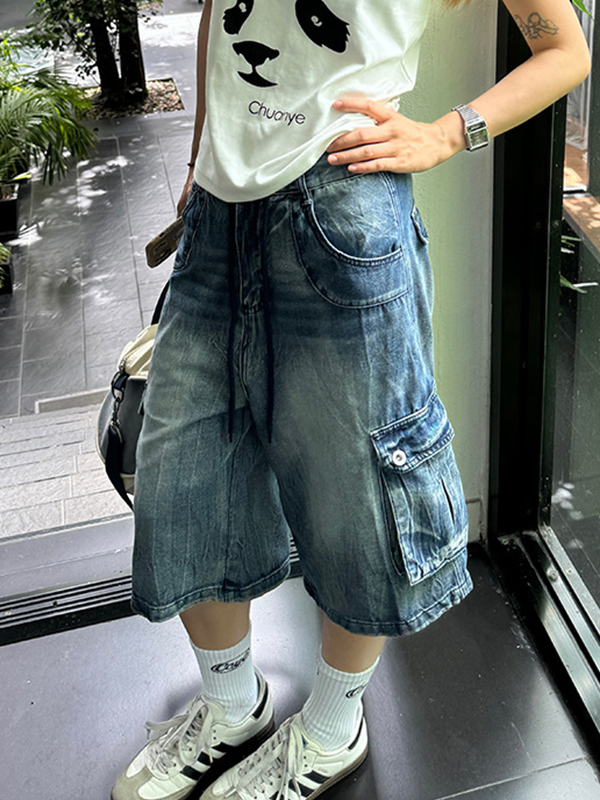 Lockere Jeansshorts im American Washed-Look-1