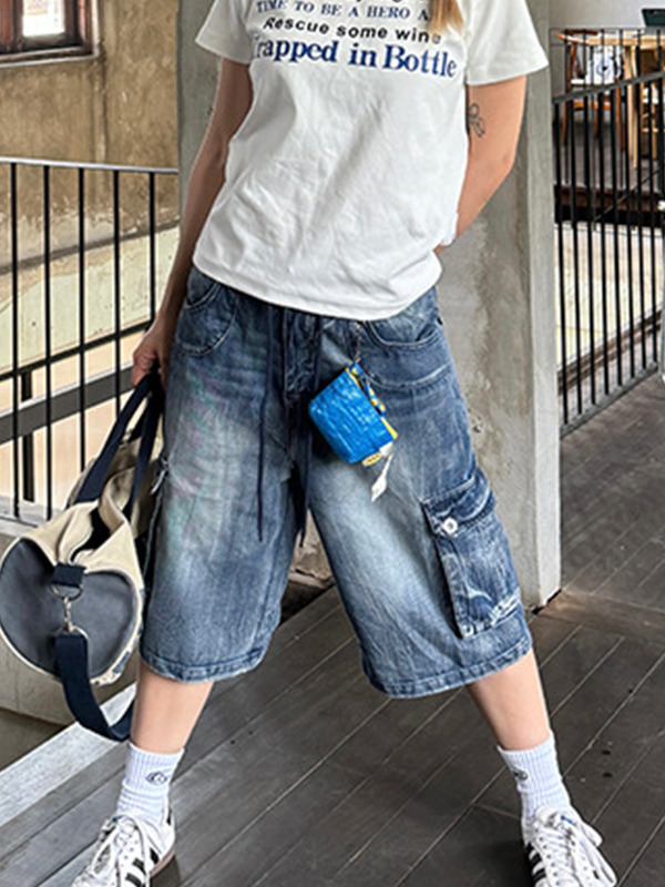 Lockere Jeansshorts im American Washed-Look-3