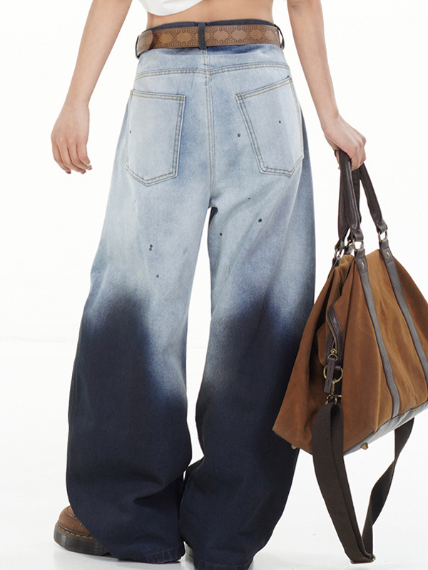 Distressed-Boyfriendjeans im amerikanischen Stil mit Farbverlauf-2