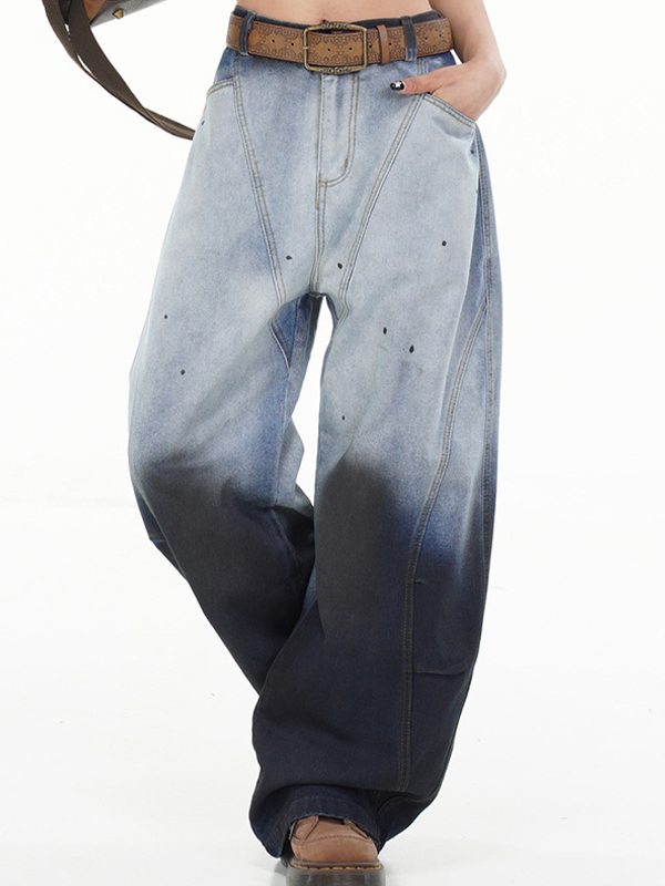 Distressed-Boyfriendjeans im amerikanischen Stil mit Farbverlauf-1