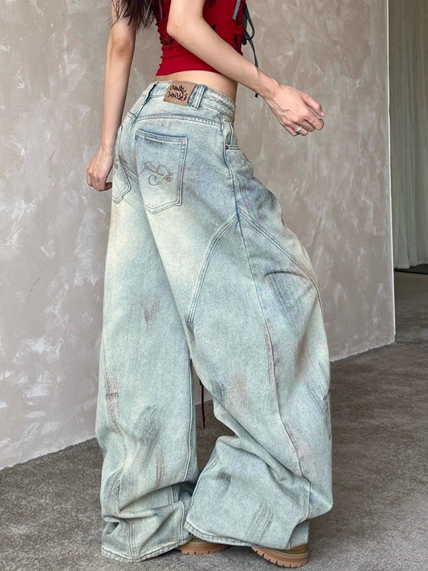 Gelbe Schlammflecken Heavy Industry Water Boyfriend Jeans-1