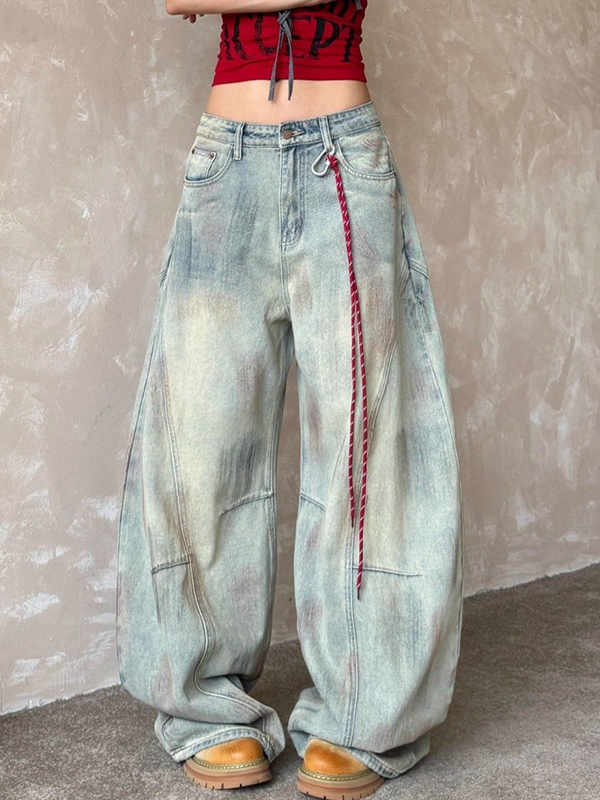 Gelbe Schlammflecken Heavy Industry Water Boyfriend Jeans-3