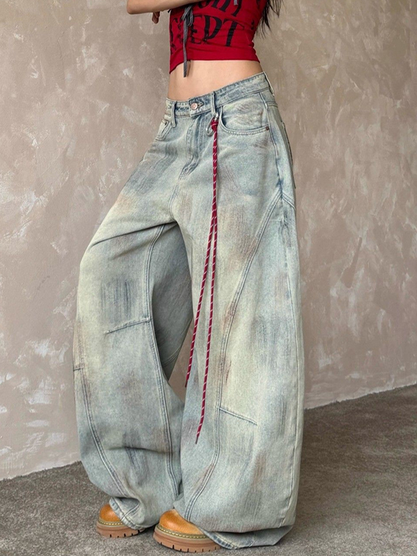 Gelbe Schlammflecken Heavy Industry Water Boyfriend Jeans-2
