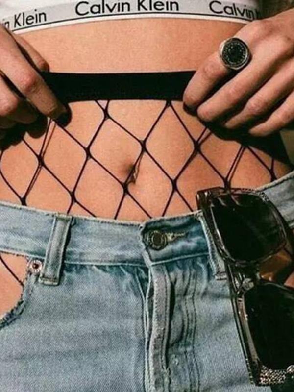 Einfache Netzstrumpfhose mit hoher Taille-2