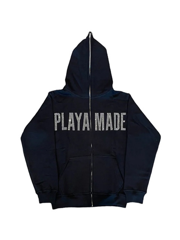 Übergroßer Fleece-Hoodie mit glänzenden Buchstaben und Strasssteinen für Herren-2