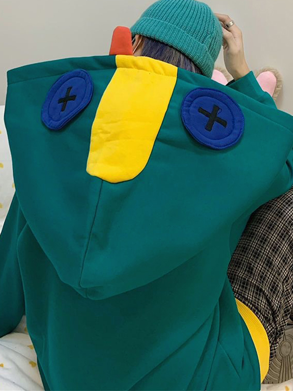 Übergroßer Kapuzenpullover mit Farbblock- und Splice-Patch-Dekor für Herren-1