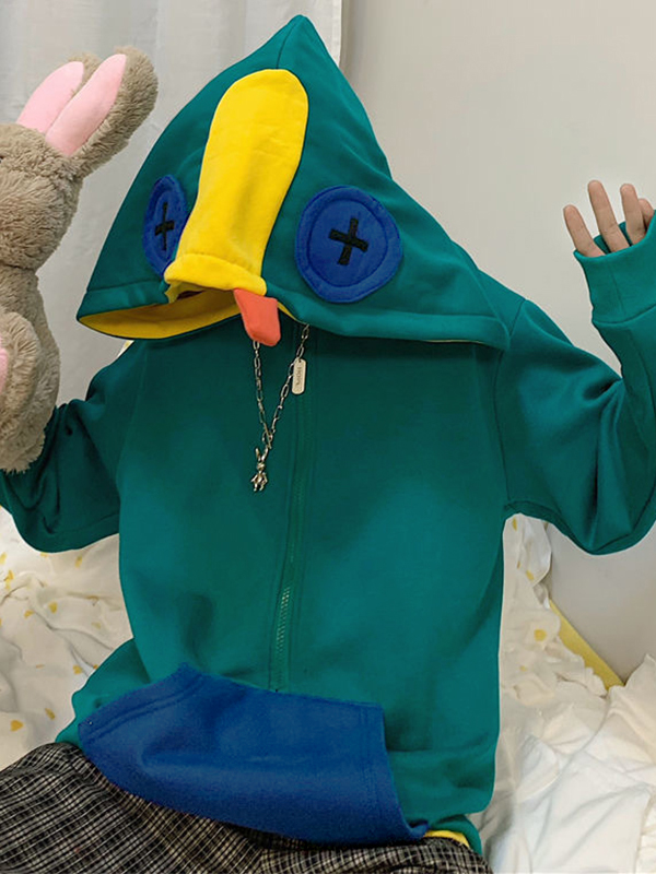 Übergroßer Kapuzenpullover mit Farbblock- und Splice-Patch-Dekor für Herren-3