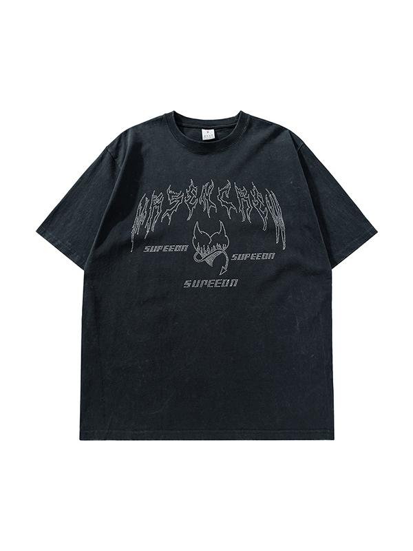 Übergroßes kurzärmliges T-Shirt mit Buchstabengrafik für Herren-1