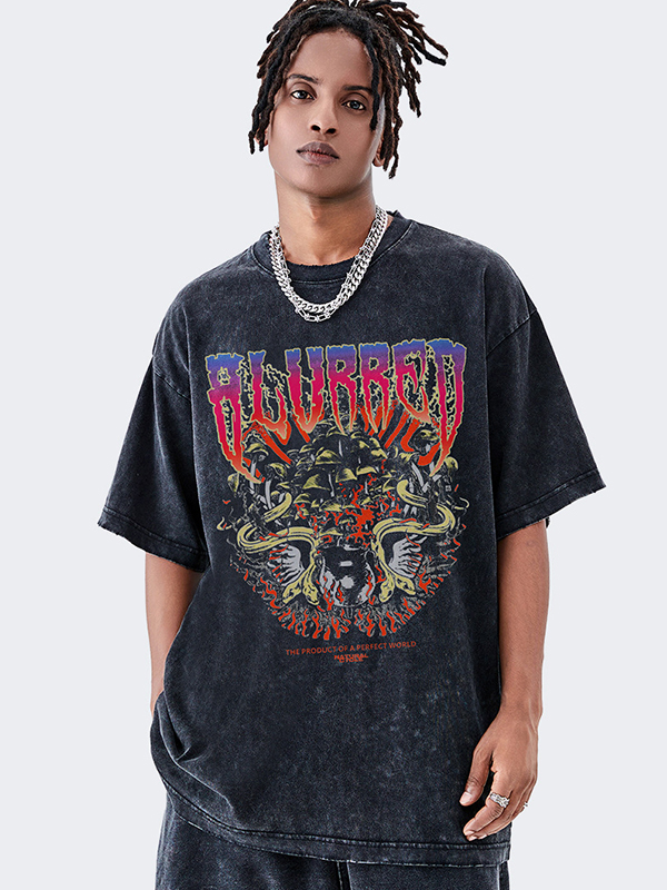Dunkles, übergroßes, kurzärmliges T-Shirt für Herren-1