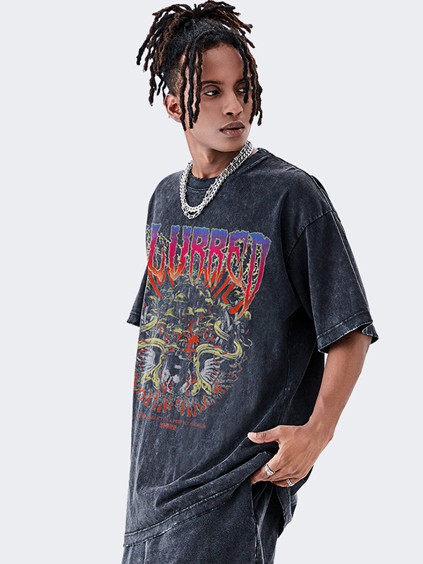 Dunkles, übergroßes, kurzärmliges T-Shirt für Herren-2