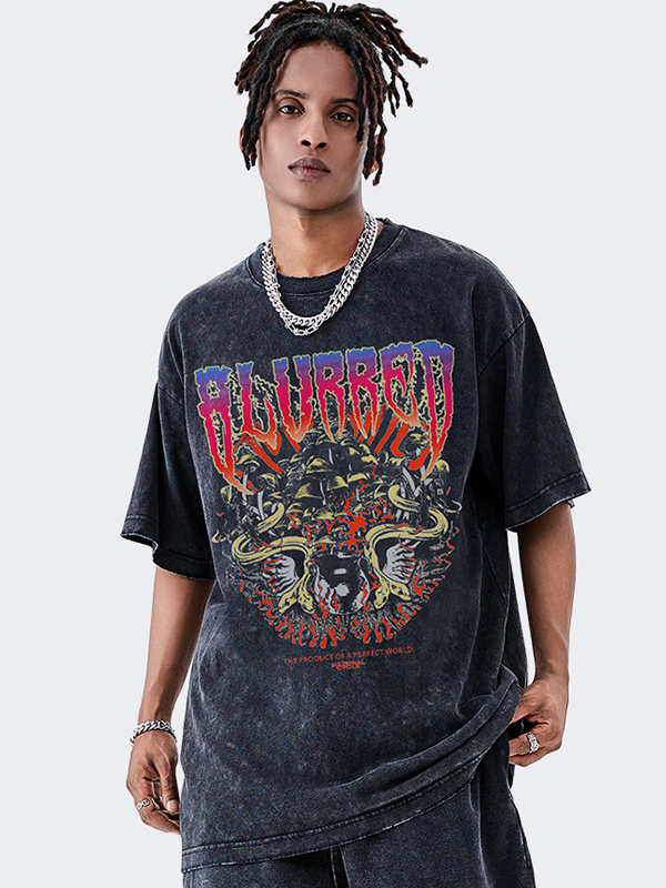 Dunkles, übergroßes, kurzärmliges T-Shirt für Herren-3