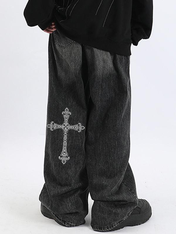 Lockere Jeans mit Cross-Wash-Ombré-Muster für Herren-1
