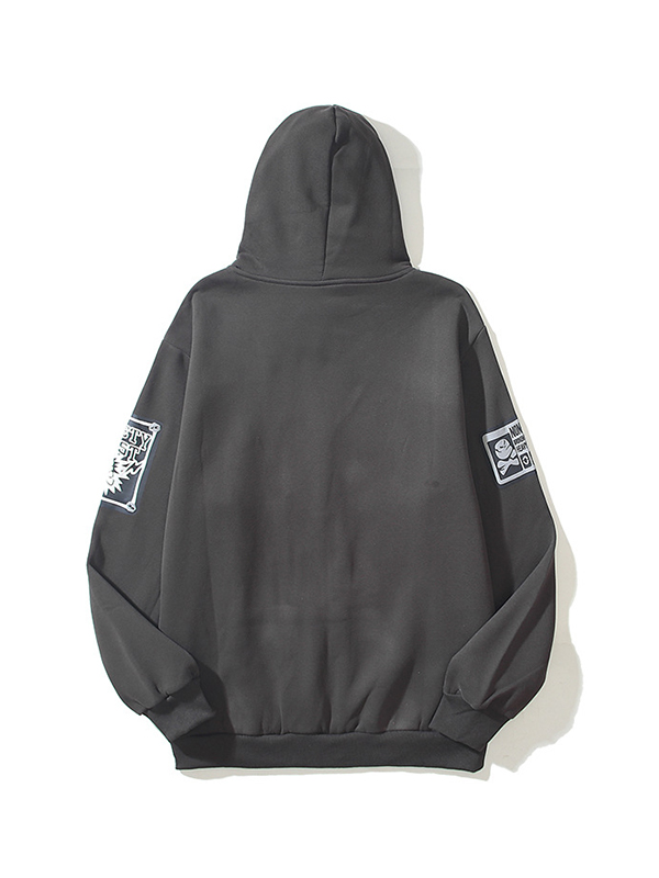Übergroßer Kapuzenpullover mit langen Ärmeln und Schriftzug für Herren-1