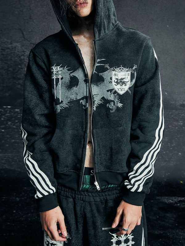 Oversized Hoodie mit Schriftzug-Streifen-1