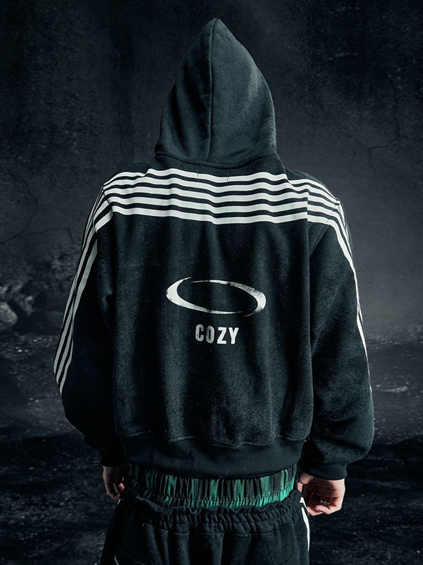 Oversized Hoodie mit Schriftzug-Streifen-2