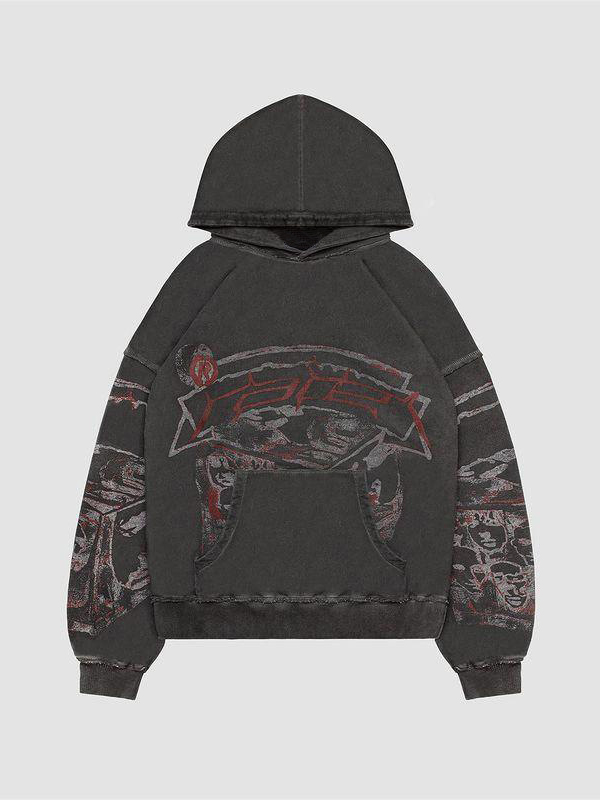 Übergroßer Hoodie mit grafischem Schriftzug für Herren-1