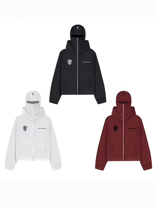 Übergroßer Street-Hoodie mit Doppelkapuze und Reißverschluss für Herren-1