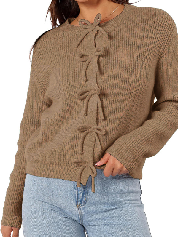 Langärmlige Strickwaren zum Schnüren-1