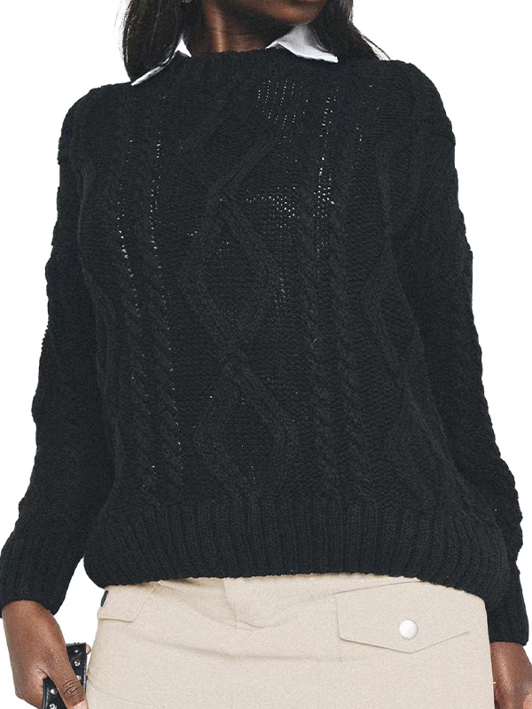 Einfarbige Oversize-Pullover-1