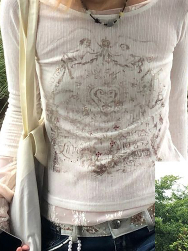Langärmlige Strickwaren mit Totem-Print-1