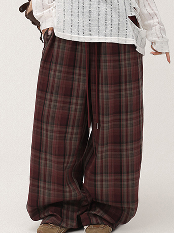 Karierte Baggy-Cargohose mit Fallschirmmuster-2