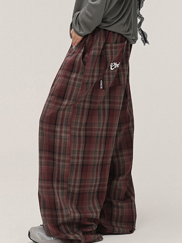 Karierte Baggy-Cargohose mit Fallschirmmuster-1