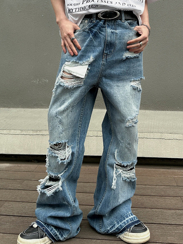 Lockere Jeans mit Whiskers-Muster für Herren-1