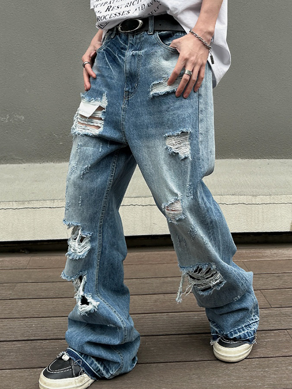 Lockere Jeans mit Whiskers-Muster für Herren-2