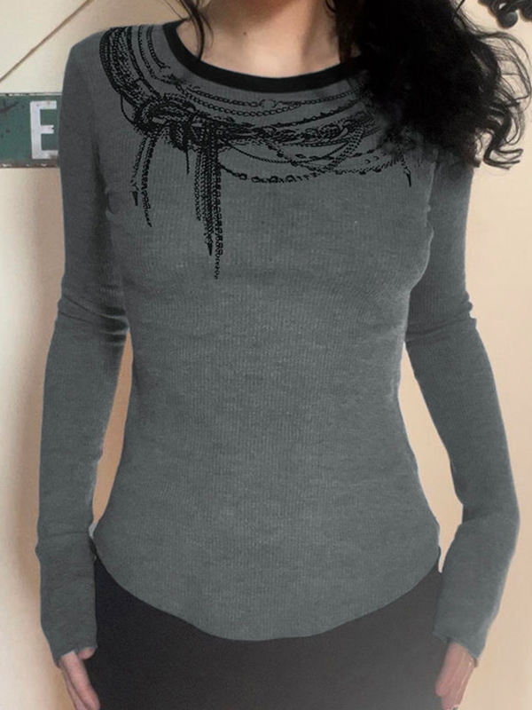 Langärmliges T-Shirt mit Ketten-Print-1